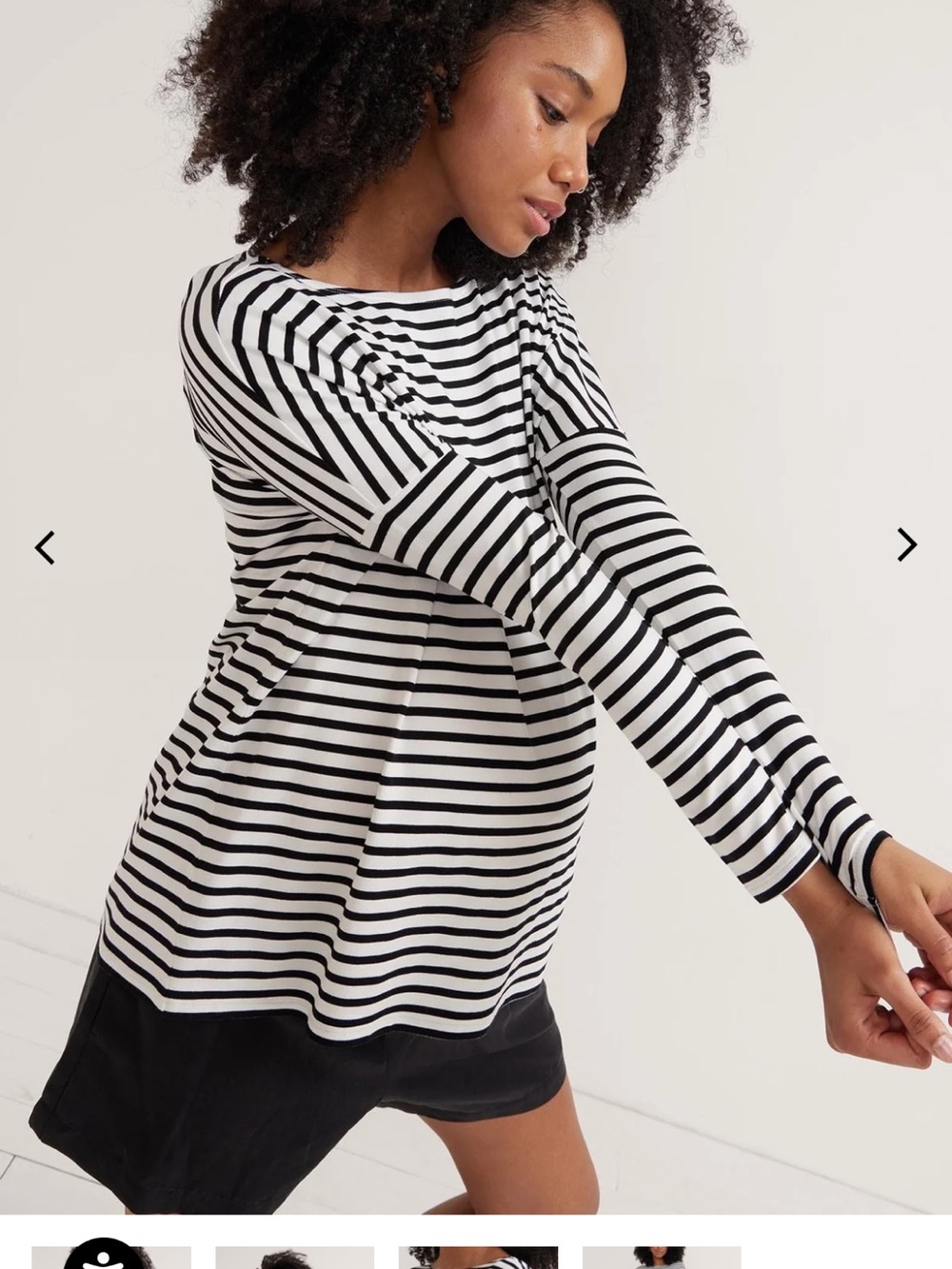 Striped Long-Sleeve Tunic Top - Black & White
